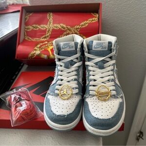 Nike Air Denim Sneakers with Gold Accents